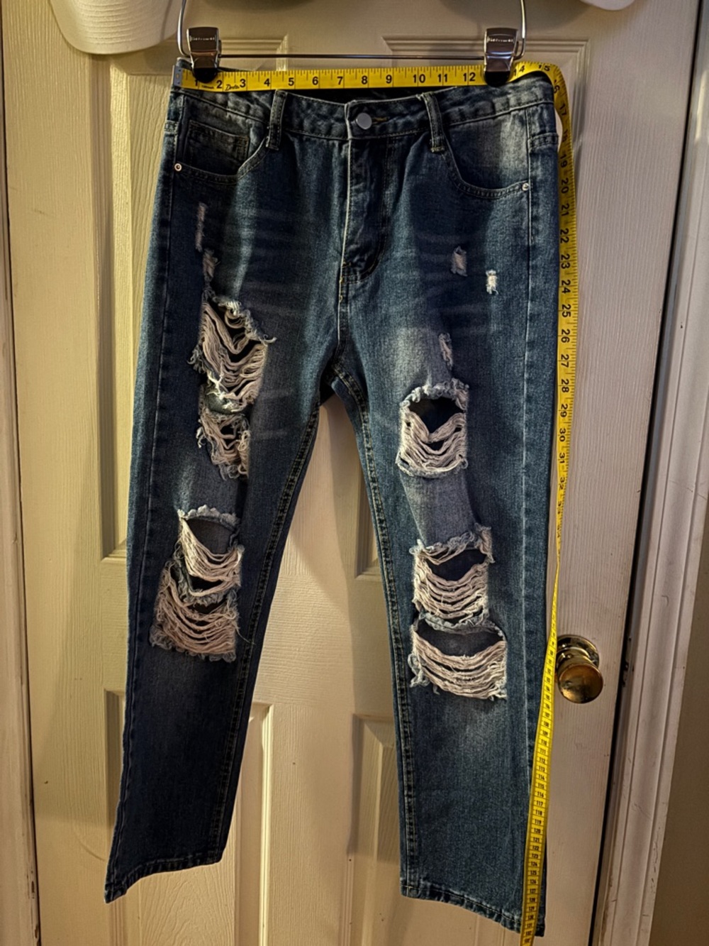 Men's Distressed Dark Blue Ripped Jeans